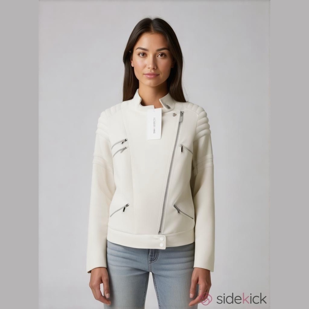Elizabeth and James white quilted fabric jacket Small NEW with tags